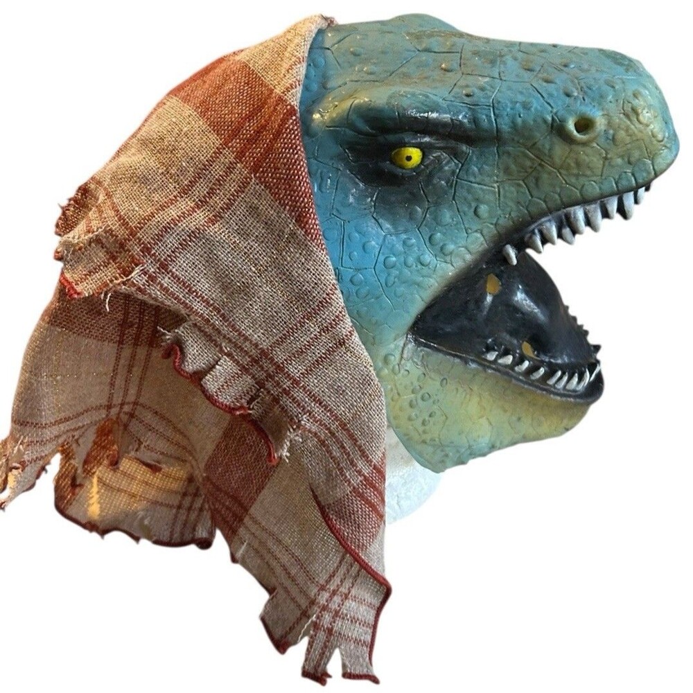 Vintage Plastic Dinosaur Mask With Head Cover